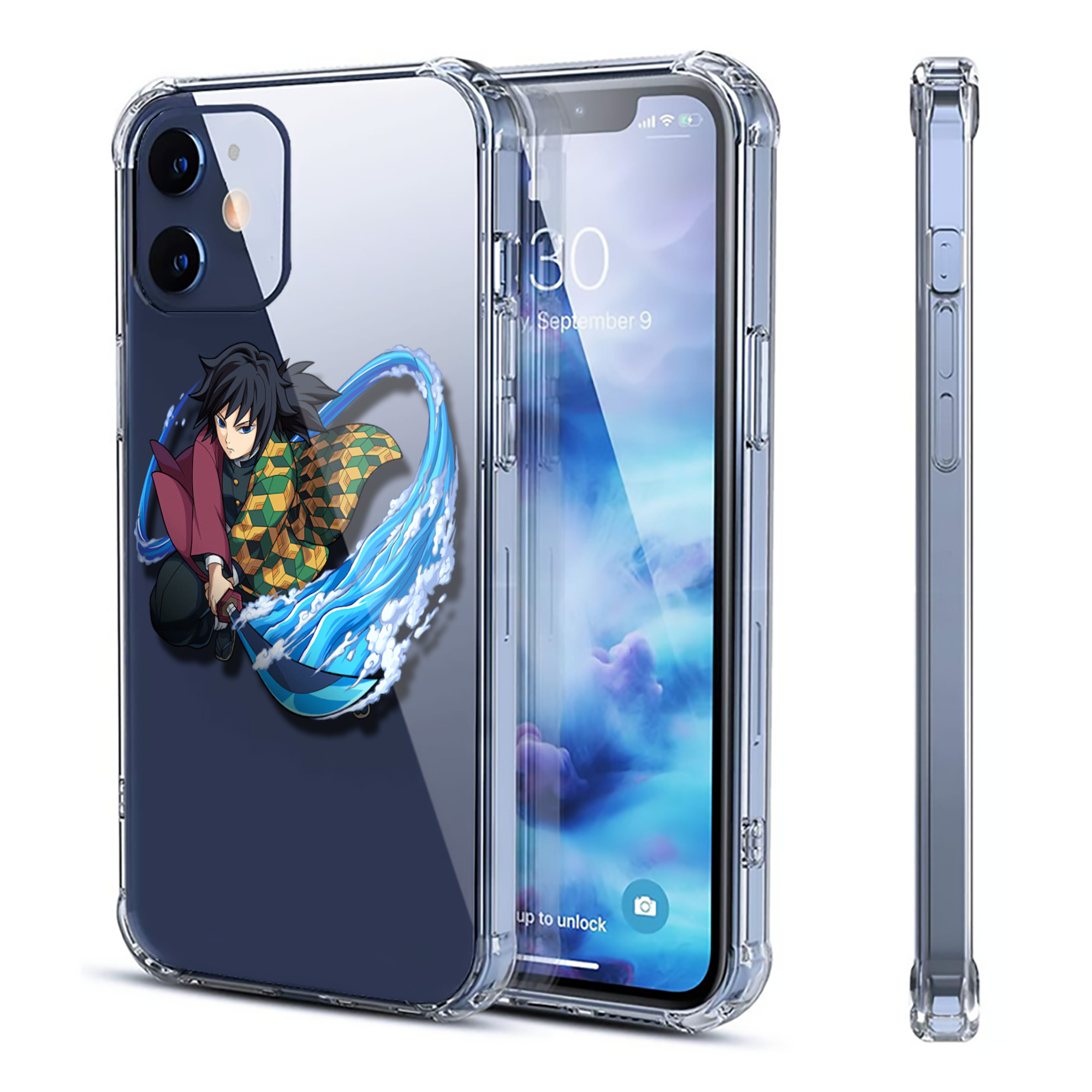 （画像用） 鬼滅の刃（きめつのやいば）水柱-冨岡 義勇／とみおか ぎゆう Tomioka Giyuu 【iPhone 12シリーズ対応】透明スマホケース（クリアソフトケース）